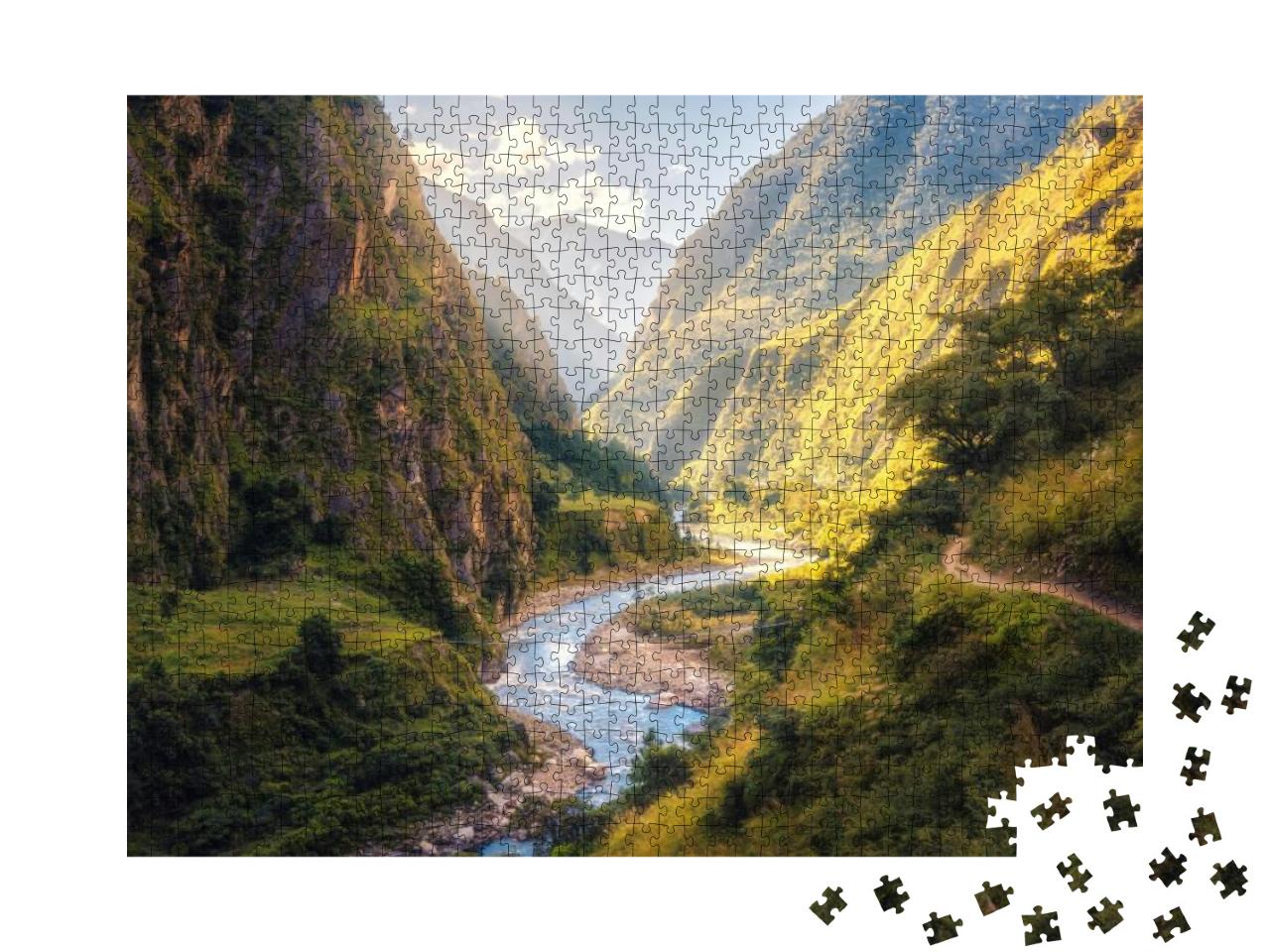 Puzzle 1000 Teile „Wunderschönes Tal vor den Himalaya-Bergen“
