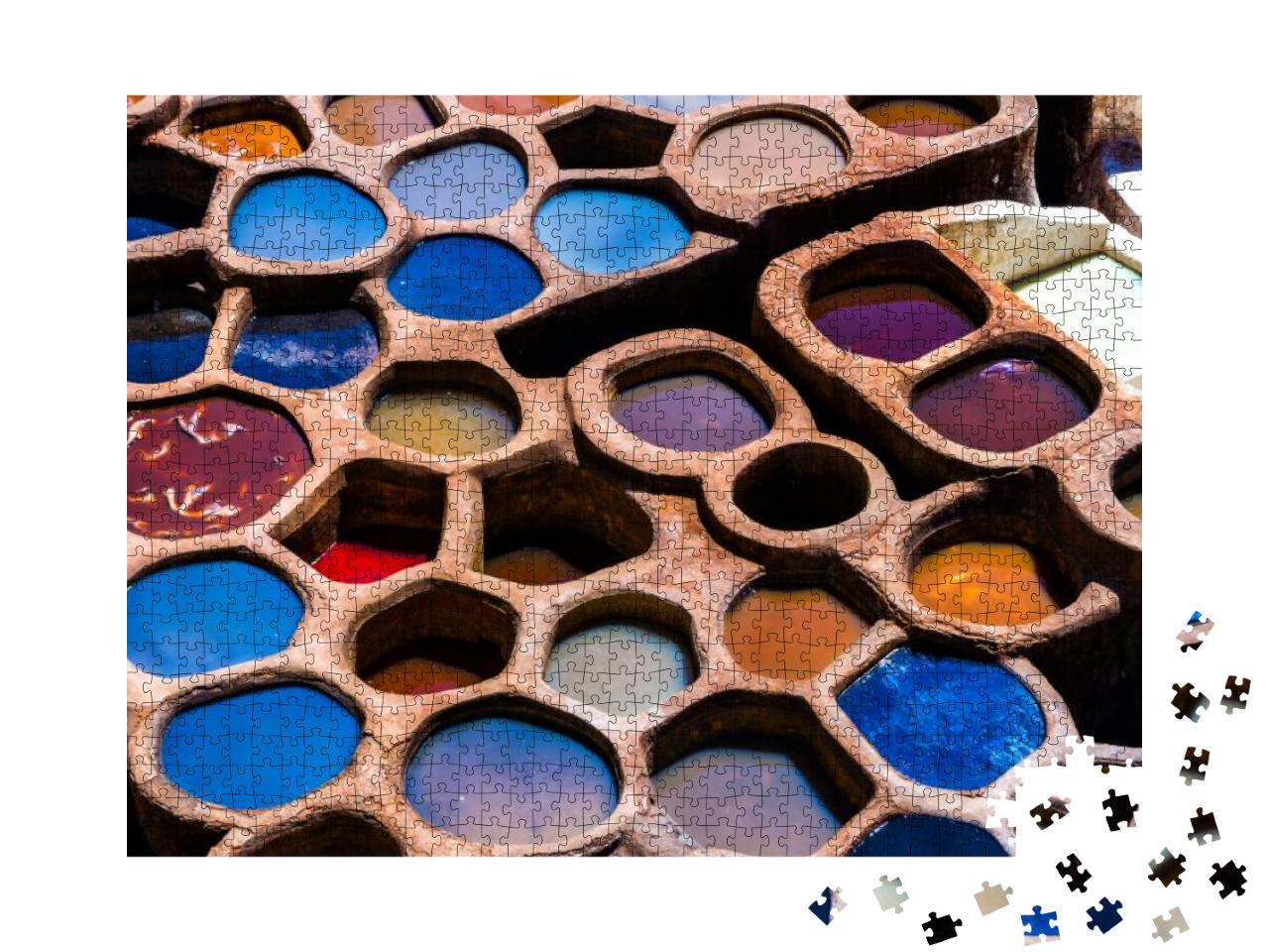 Puzzle 1000 Teile „Handwerkliche Farbenpracht in Fez, Marokko“