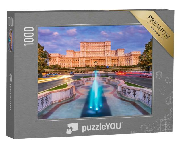 Puzzle 1000 Teile „Palast des Parlaments bei Sonnenaufgang, Bukarest, Rumänien“