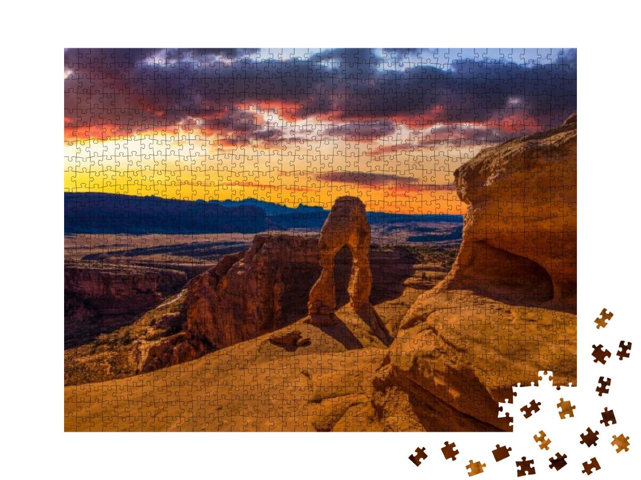 Puzzle 1000 Teile „Einzigartiger Sonnenuntergang im Arches National Park in Utah“