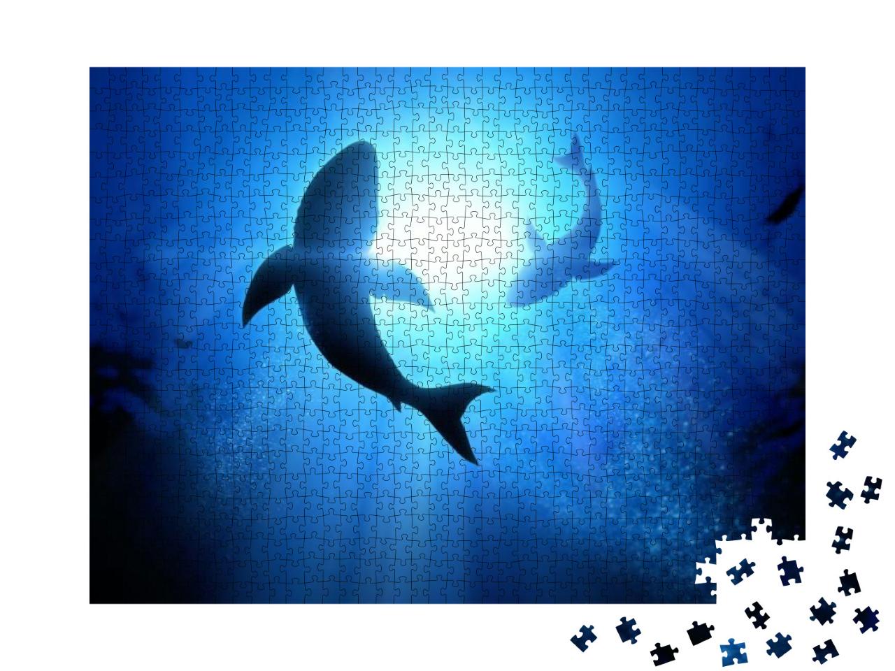 Puzzle 1000 Teile „Zwei kreisende weiße Haie“
