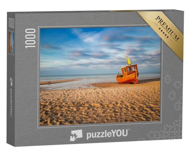 Puzzle 1000 Teile „Altes Fischerboot am Strand von Ahlbeck auf Usedom“
