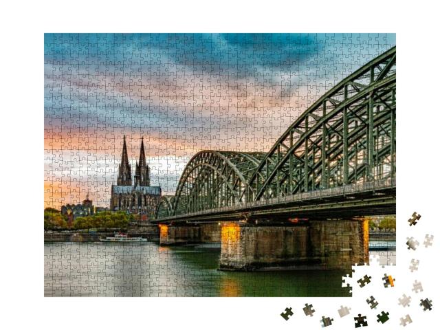 Puzzle 1000 Teile „Berühmte Hohenzollernbrücke und Kölner Dom, Deutschland“