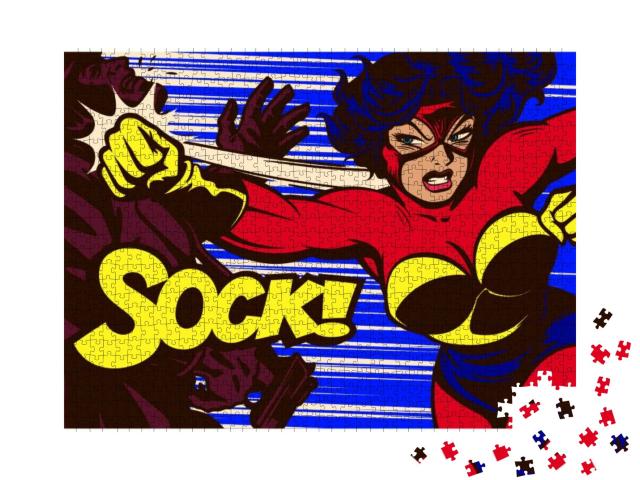 Puzzle 1000 Teile „Pop-Art-Comic: weibliche Superheldin“