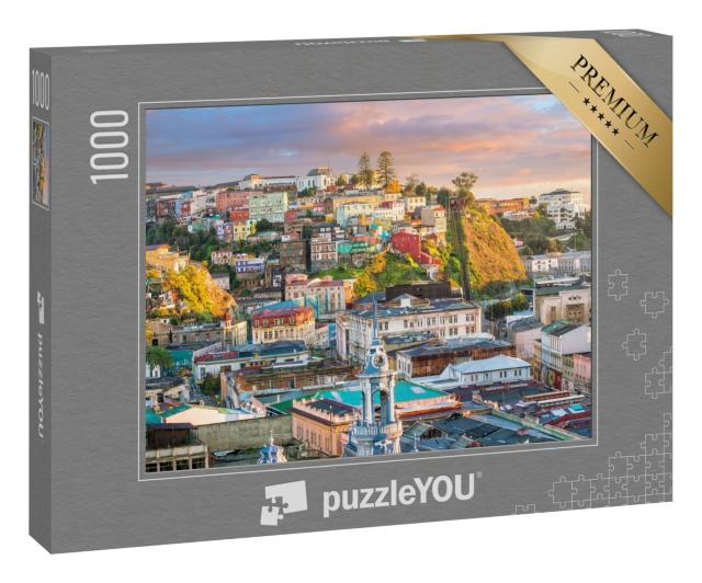 Puzzle 1000 Teile „Bunte Gebäude der UNESCO-Welterbestadt Valparaiso, Chile“