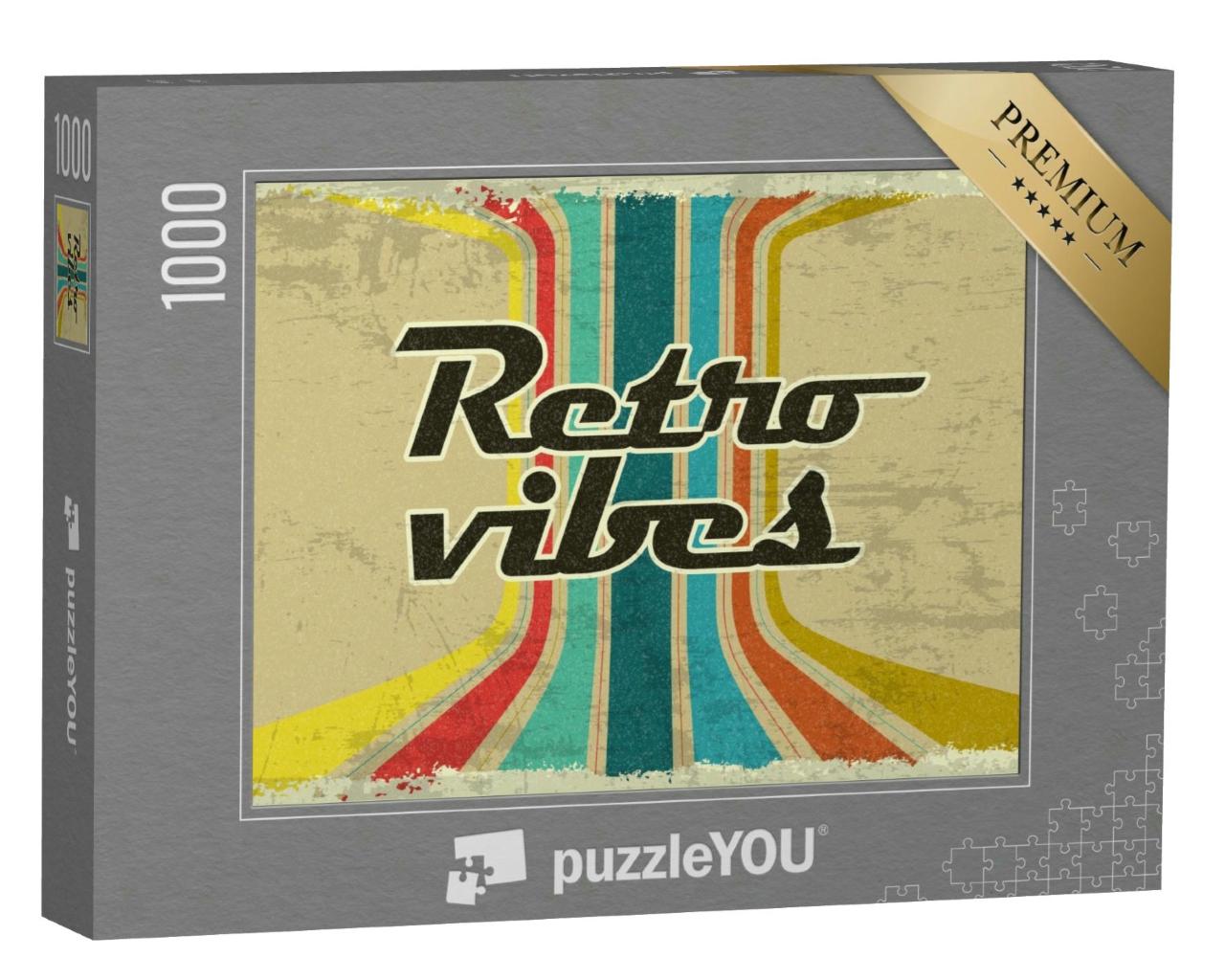 Puzzle 1000 Teile „Retro-Vibe: 70er und 80er Jahre Glitch-Stil, VHS-Cover-Effekt, Linien“