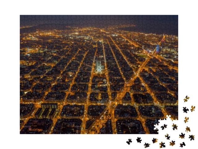 Puzzle 1000 Teile „Barcelona bei Nacht, Spanien“