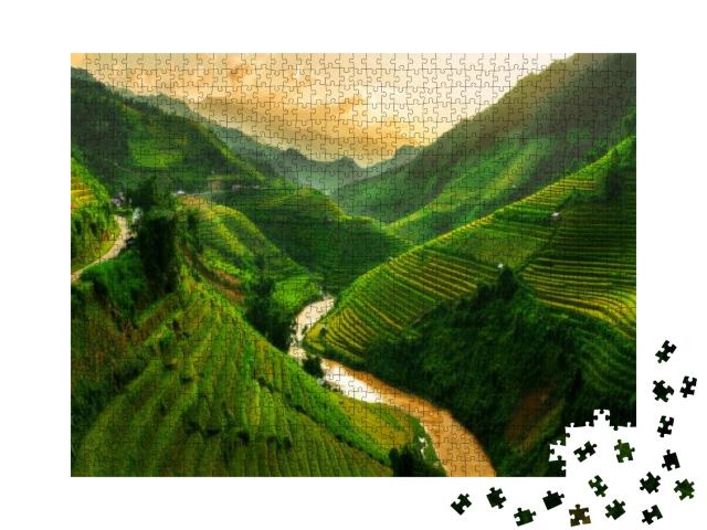 Puzzle 1000 Teile „Mu Cang Chai, Reisfeld-Terrassen in der Nähe von Sapa, Nordvietnam“