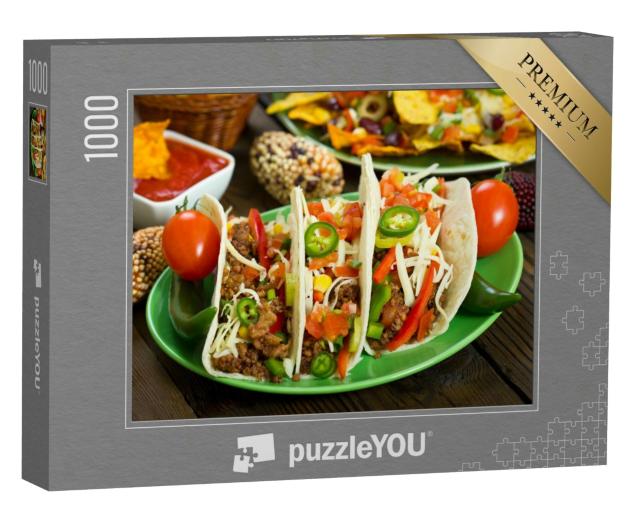 Puzzle 1000 Teile „Frisch zubereitete Rindfleisch-Tacos“