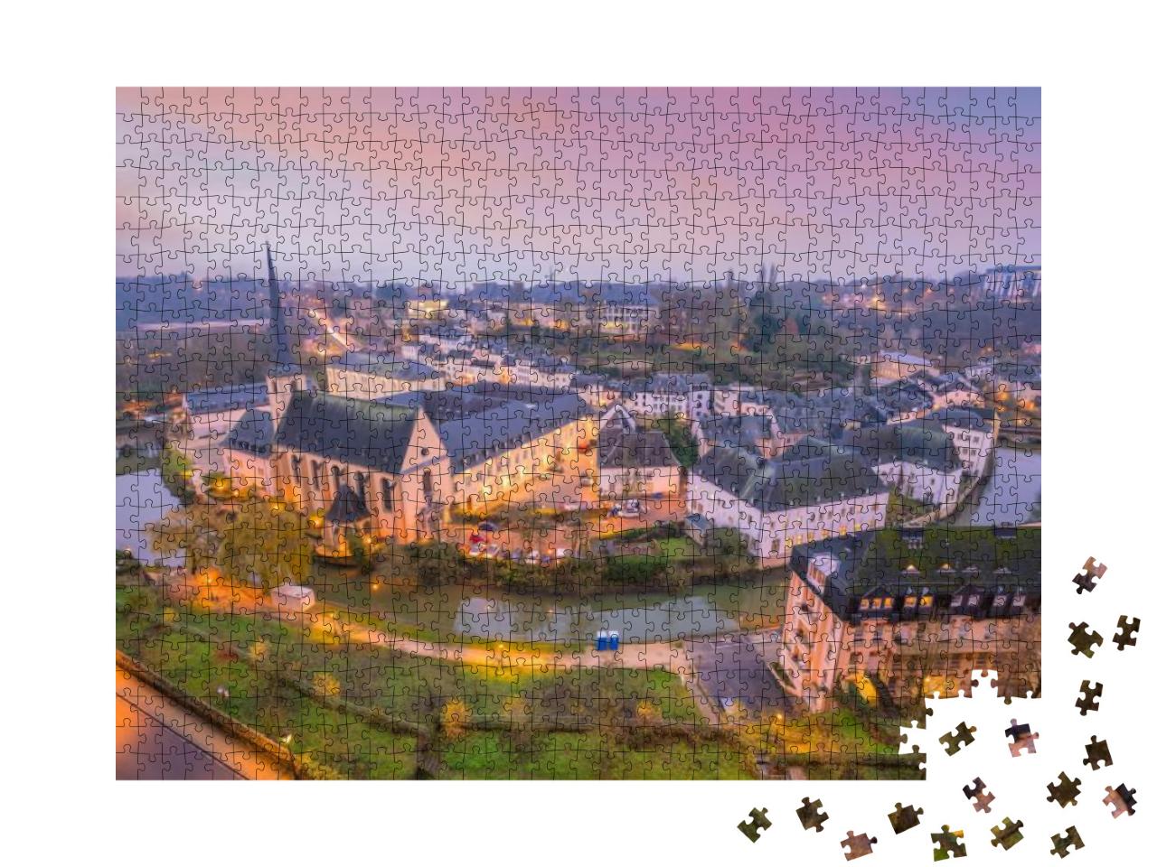 Puzzle 1000 Teile „Skyline der Altstadt von Luxemburg-Stadt, Blick aus der Luft“