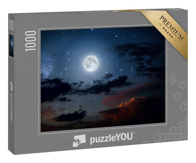 Puzzle 1000 Teile „Nachthimmel mit Sternen, Mond und Wolken“