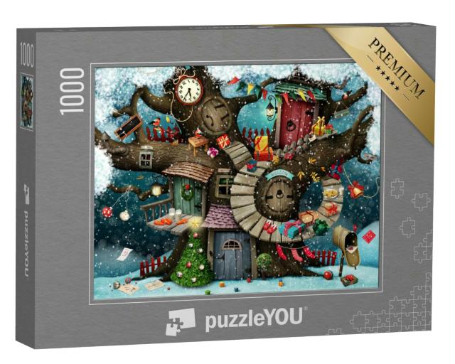 Puzzle 1000 Teile „Illustration: Festliche Weihnachts-Grußkarte“