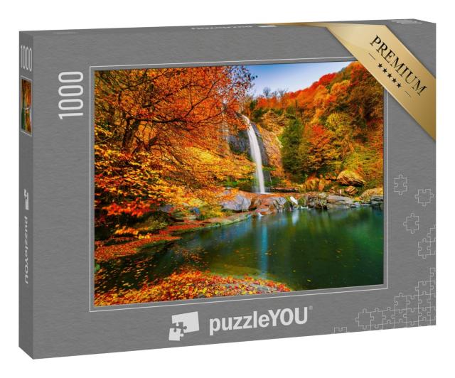 Puzzle 1000 Teile „Wunderschöne Herbstlandschaft: Suuctu Wasserfälle, Bursa, Türkei“