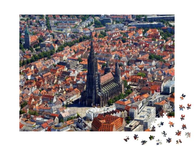 Puzzle 1000 Teile „Vogelperspektive: Ulmer Münster und Altstadt von Ulm“