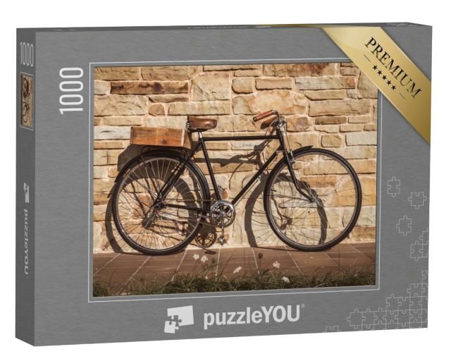 Puzzle 1000 Teile „Cooles Vintage-Fahrrad an einer Steinmauer“