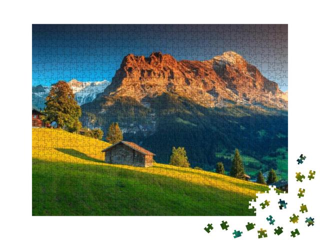 Puzzle 1000 Teile „Alpine Berglandschaft, Grindelwald, Berner Oberland, Schweiz“