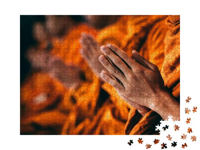 Puzzle 1000 Teile „Meditation und Gebet: Buddhistische Mönche“