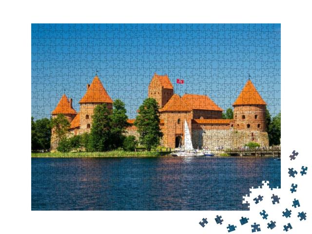 Puzzle 1000 Teile „Inselburg Trakai mit Steinmauern und Türmen, Galve-See, Litauen“