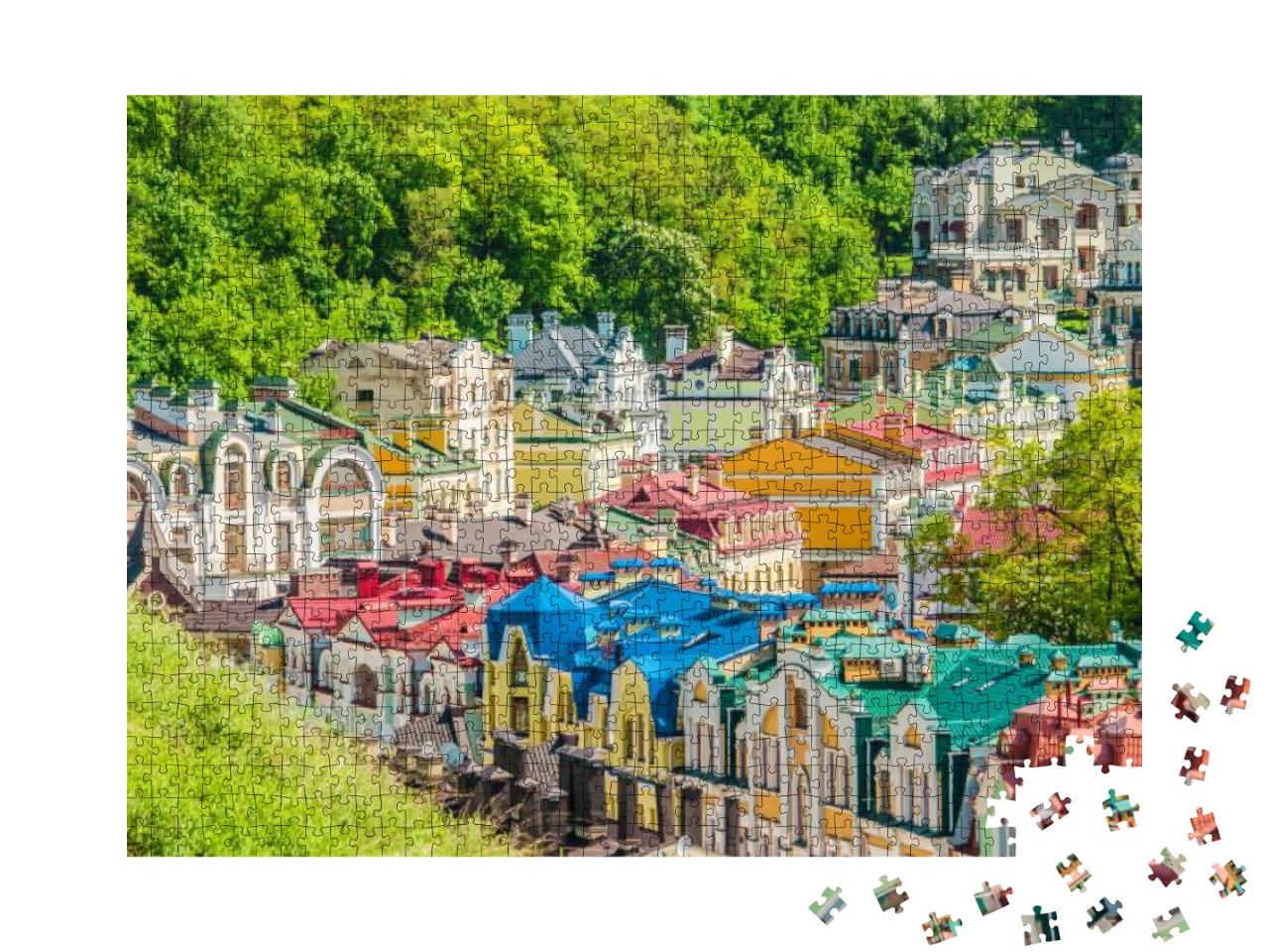 Puzzle 1000 Teile „Kiew. Ukraine. Farbige Kiewer Häuser.“