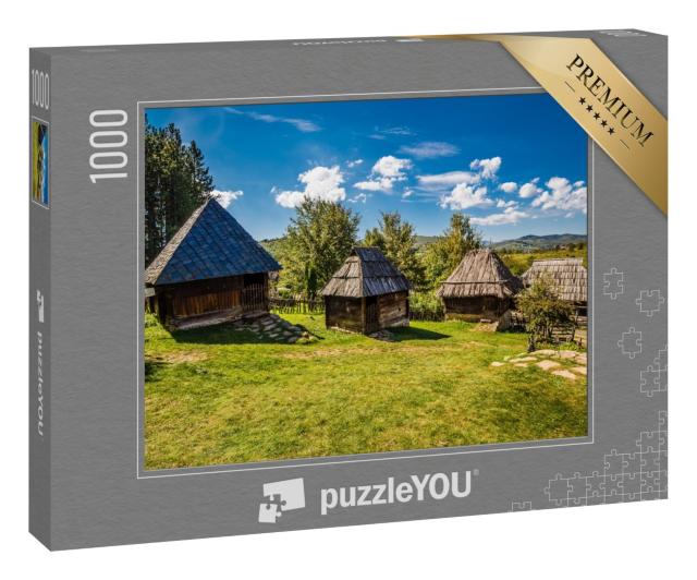 Puzzle 1000 Teile „Ethno Dorf von Sirogojno - Zlatibor, Serbien“