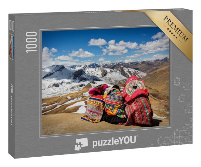 Puzzle 1000 Teile „Peru: Menschen besichtigen die Anden und ihre Landschaft“