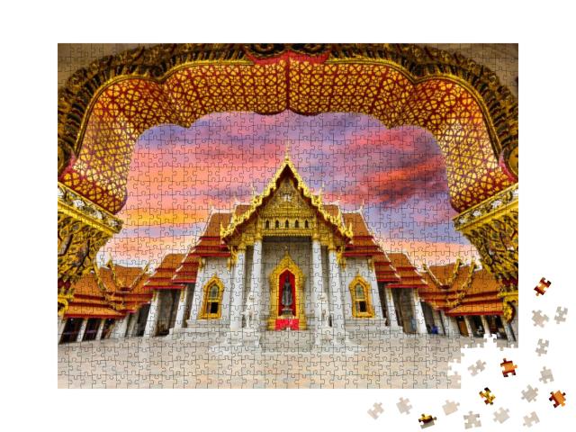 Puzzle 1000 Teile „Prächtiger Marmortempel in Bangkok, Thailand“