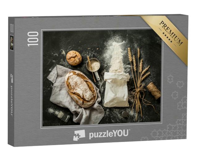 Puzzle 100 Teile „Rustikales Brot und Mehl“