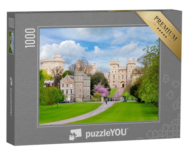 Puzzle 1000 Teile „Langer Spaziergang zum Schloss Windsor im Frühling, Vororte von London, UK“