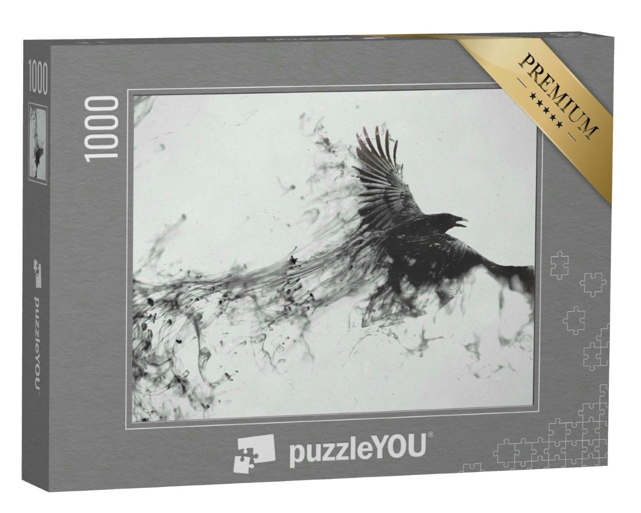 Puzzle 1000 Teile „Digitale Kunst: Der Flug eines schwarzen Raben“