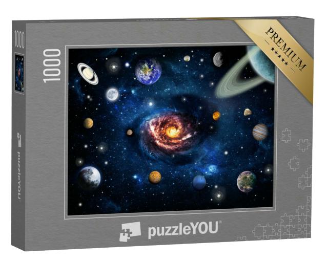 Puzzle 1000 Teile „Weltraum, Sonnensystem und Planeten, Sterne, Erde“