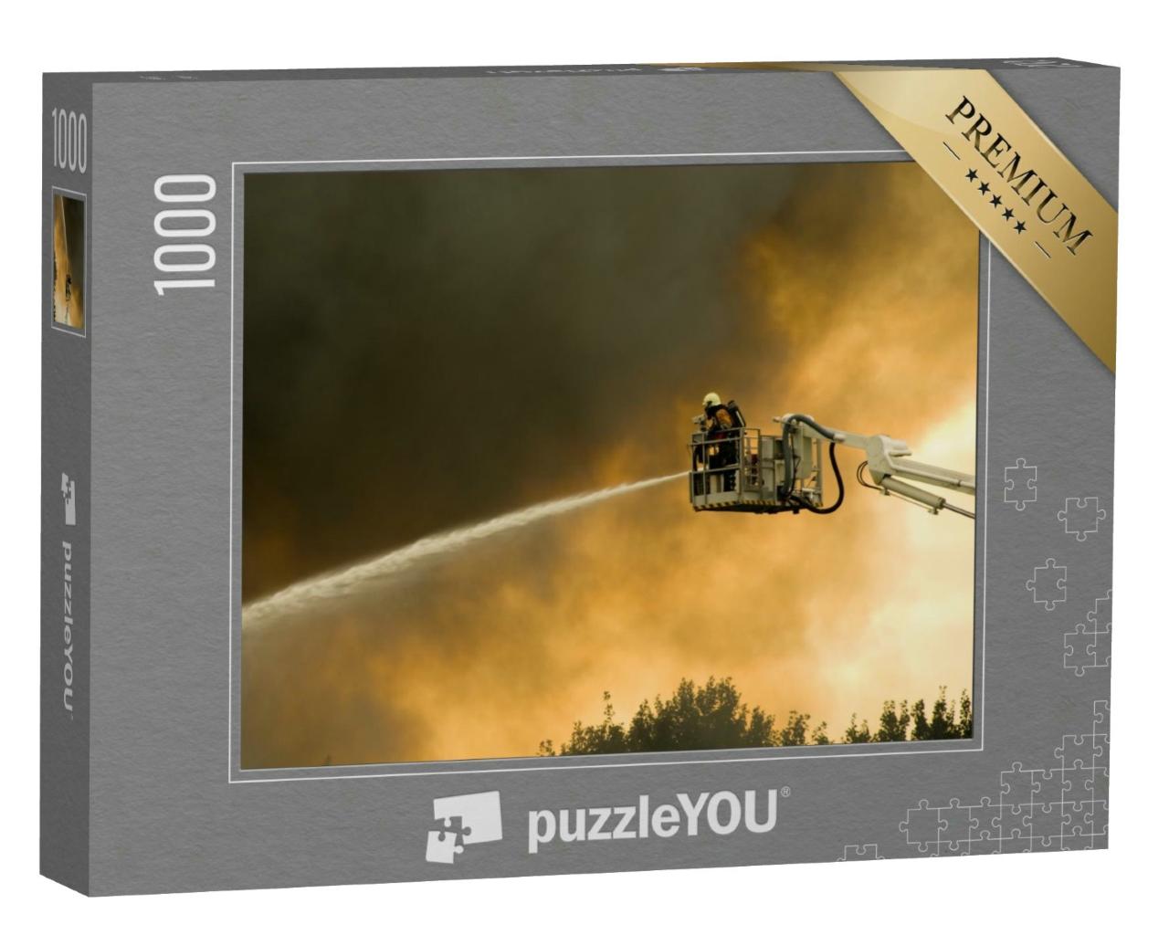 Puzzle 1000 Teile „Feuer im Wald: Feuerwehrleute im Einsatz“
