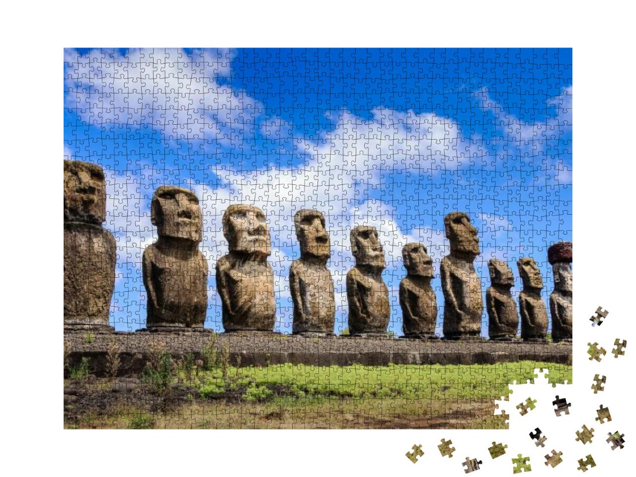 Puzzle 1000 Teile „Steinfiguren Moais von Ahu Tongariki, Osterinsel, Chile“