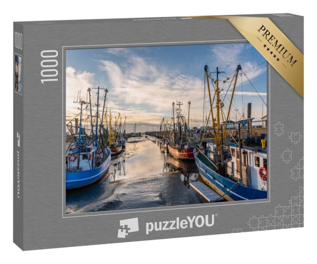 Puzzle 1000 Teile „Fischerboote und Krabbenkutter: Fischereihafen von Dorum-Neufeld, Niedersachsen“