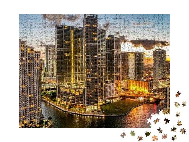 Puzzle 1000 Teile „Miami in der Abenddämmerung“