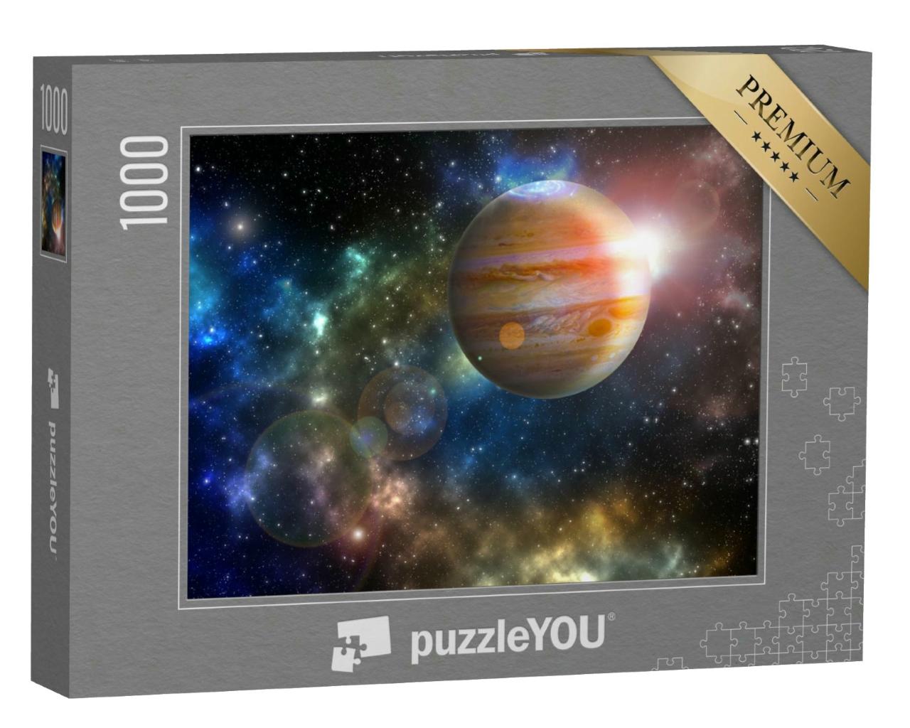 Puzzle 1000 Teile „Planet Jupiter im bunten Sternenuniversum“