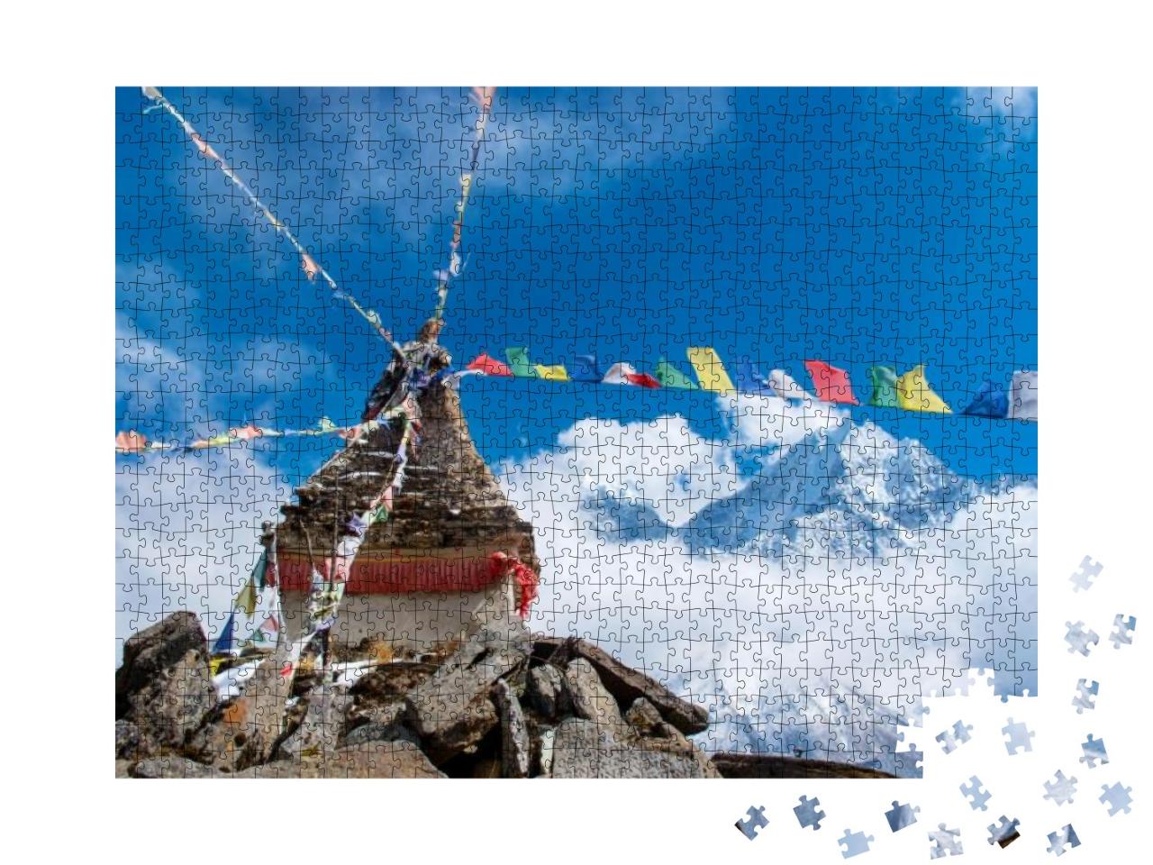 Puzzle 1000 Teile „Buddhistische Stupa in den Bergen, Everest-Region, Nepal“