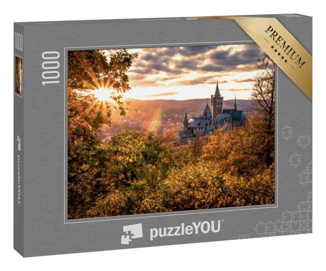 Puzzle 1000 Teile „Schloss Wernigerode im herbstlichen Sonnenuntergang“
