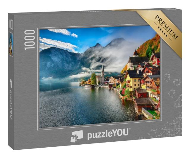 Puzzle 1000 Teile „Nebliger Sonnenaufgang im Herbst, Hallstatt, Österreich“