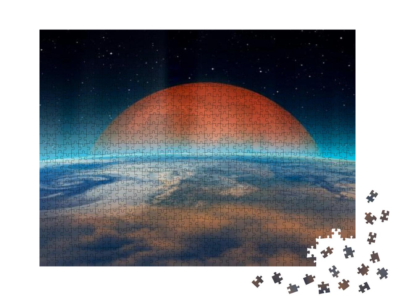 Puzzle 1000 Teile „Mondfinsternis, Perspektive aus dem Weltraum“