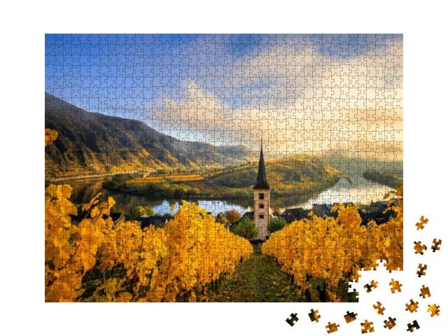 Puzzle 1000 Teile „Die Moselschleife, romantisch schöner Fluss in Deutschland“