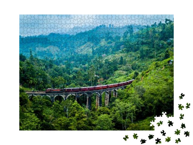 Puzzle 1000 Teile „Luftaufnahme der anmutigen Neun-Bogen-Brücke, Sri Lanka“