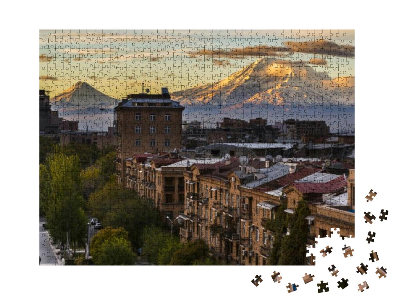 Puzzle 1000 Teile „Die Stadt Eriwan mit majestätischen Berg Ararat, Armenien“