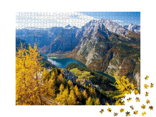 Puzzle 1000 Teile „Watzmann am Königssee im Nationalpark Berchtesgaden, Bayerische Alpen“