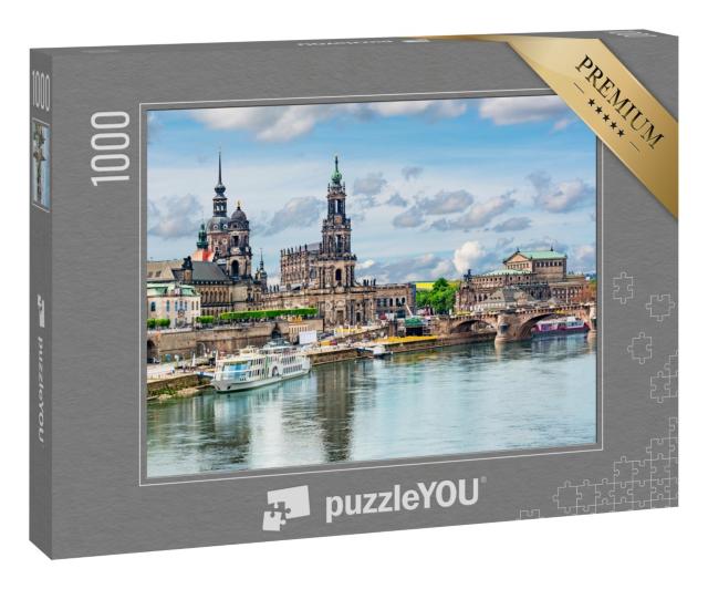 Puzzle 1000 Teile „Stadtbild von Dresden mit Elbe, Sachsen, Deutschland“