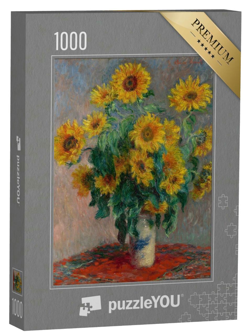 Puzzle 1000 Teile „Sonnenblumenstrauß, von Claude Monet, 1881, schönes Gemälde“