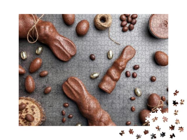 Puzzle 1000 Teile „Leckere Osterhasen aus Schokolade“