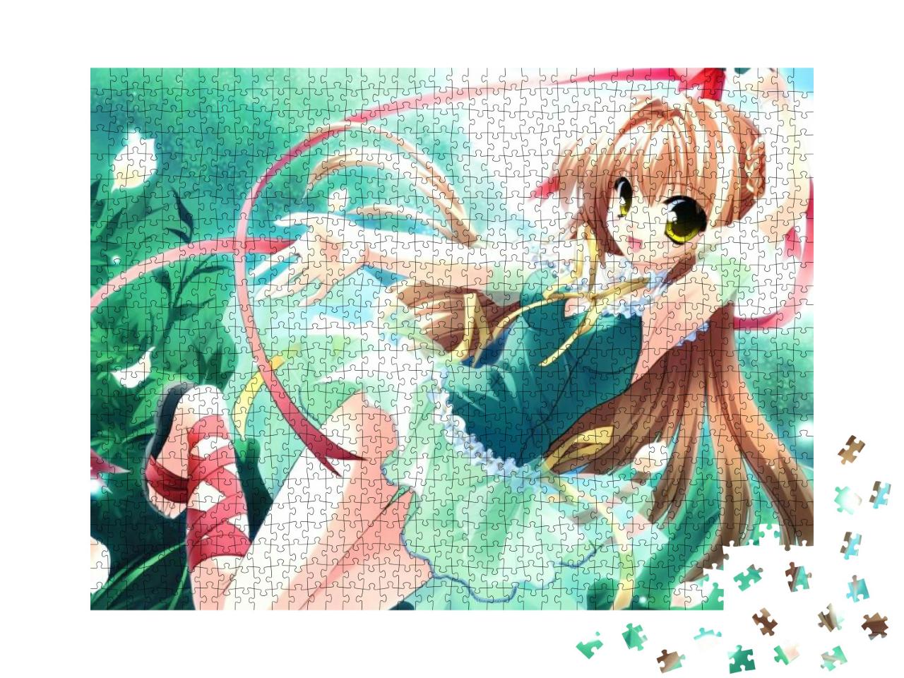 Puzzle 1000 Teile „Illustration der jungen niedlichen Anime-Mädchen, braune Haare“
