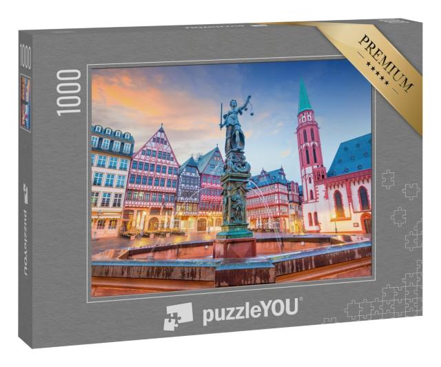 Puzzle 1000 Teile „Altstadtplatz Römerberg in Frankfurt, Deutschland“