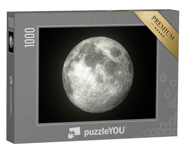 Puzzle 1000 Teile „Leuchtender Mond vor schwarzem Hintergrund“