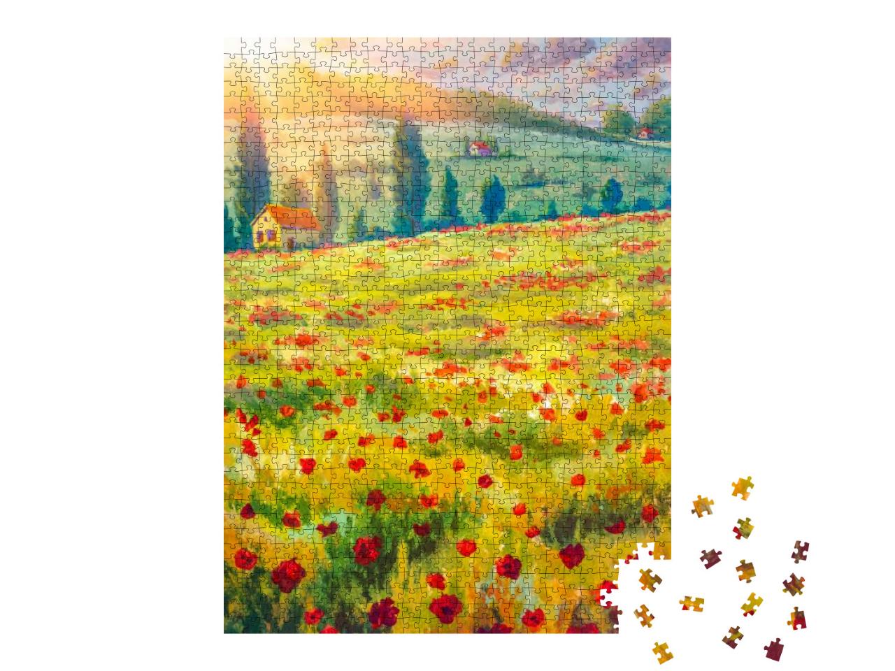 Puzzle 1000 Teile „Rote Mohnblumen, Claude Monet Impressionismus“